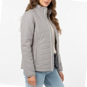 Gaiam Quilter Puffer Jacket Stony Gray Full Zip Stand Collar Women's XL